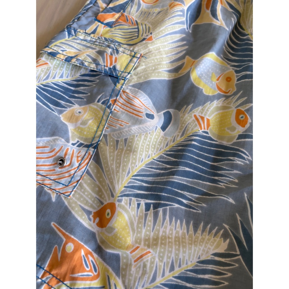 Tori Richard Mens XL Swim Trunks Blue Tropical Fish Mesh Lined Board Shorts 6in - Picture 12 of 12